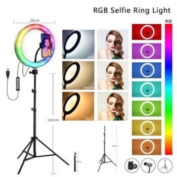 أضاءة متعددة الالوان Ring Led Light MJ-26 RGB +(Stand)