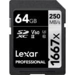 ذاكرة تخزين Lexar 64GB Professional 1667x UHS-II SDXC Memory Card