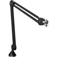 The PSA1 is a professional studio boom arm that allows easy and precise placement of a microphone. It features an innovative parallelogram design that keeps the mic direction constant as the height is adjusted, as well as internal springs for quiet operation.