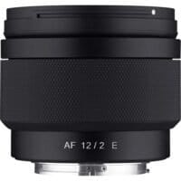 "Samyang 12mm f/2.0 AF lens for Sony E-mount close-up"